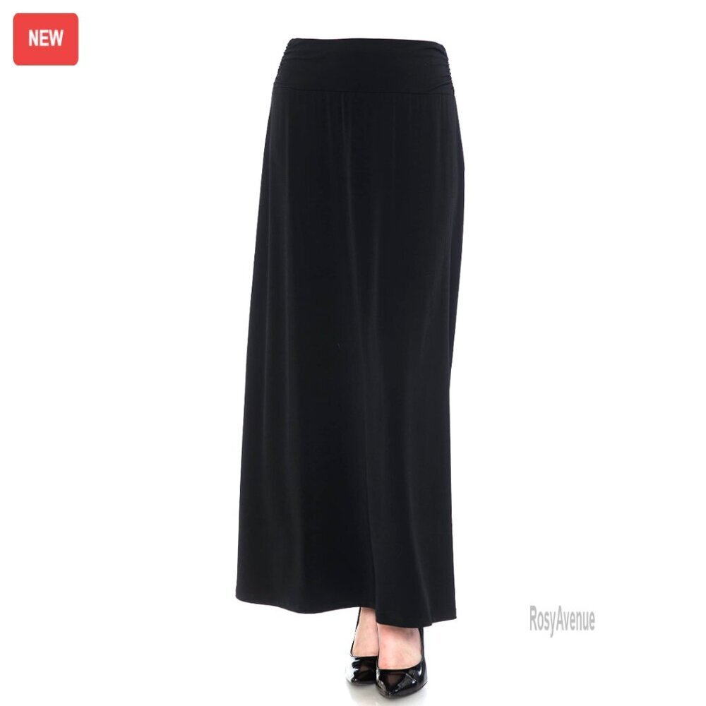 Plus Size Elastic Waist Maxi Skirt A-Line Casual Knit Floral